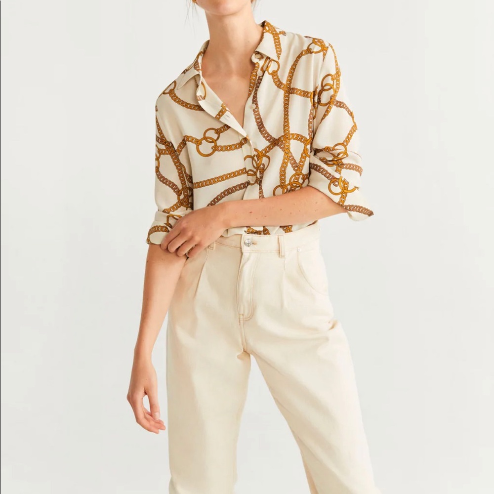 MANGO Chian Print Blouse US4